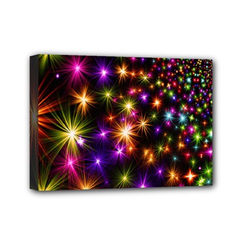 Star Colorful Christmas Abstract Mini Canvas 7  X 5  (stretched) by Wegoenart