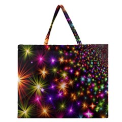 Star Colorful Christmas Abstract Zipper Large Tote Bag by Wegoenart