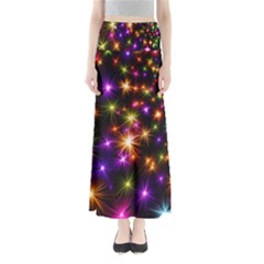 Star Colorful Christmas Abstract Full Length Maxi Skirt by Wegoenart