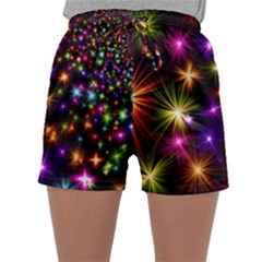 Star Colorful Christmas Abstract Sleepwear Shorts by Wegoenart