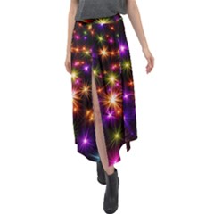 Star Colorful Christmas Abstract Velour Split Maxi Skirt by Wegoenart