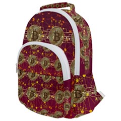 Block Chain Network Bitcoin Data Rounded Multi Pocket Backpack by Wegoenart