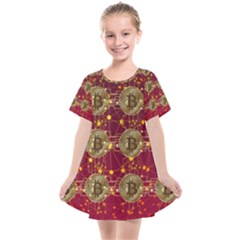 Block Chain Network Bitcoin Data Kids  Smock Dress by Wegoenart