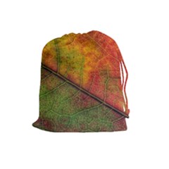 Fall Foliage Color Leaf Veins Drawstring Pouch (large) by Wegoenart