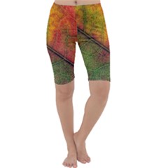 Fall Foliage Color Leaf Veins Cropped Leggings  by Wegoenart