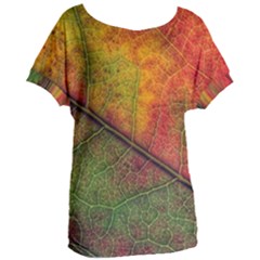 Fall Foliage Color Leaf Veins Women s Oversized Tee by Wegoenart