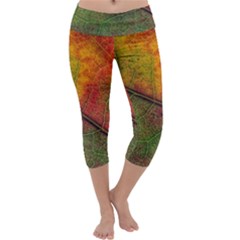 Fall Foliage Color Leaf Veins Capri Yoga Leggings by Wegoenart