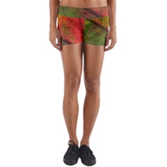 Fall Foliage Color Leaf Veins Yoga Shorts by Wegoenart