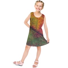 Fall Foliage Color Leaf Veins Kids  Tunic Dress by Wegoenart