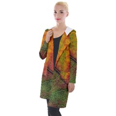 Fall Foliage Color Leaf Veins Hooded Pocket Cardigan by Wegoenart