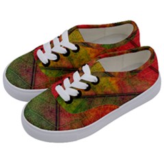 Fall Foliage Color Leaf Veins Kids  Classic Low Top Sneakers