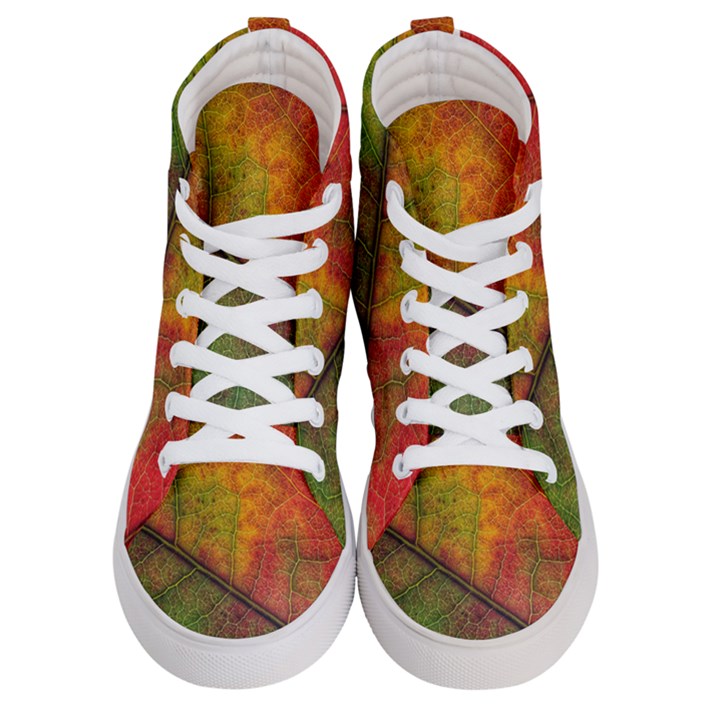 Fall Foliage Color Leaf Veins Men s Hi-Top Skate Sneakers