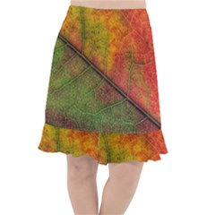 Fall Foliage Color Leaf Veins Fishtail Chiffon Skirt by Wegoenart