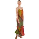 Fall Foliage Color Leaf Veins Cami Maxi Ruffle Chiffon Dress View1