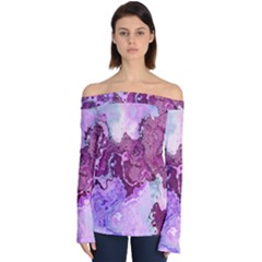 Abstract Texture Background Off Shoulder Long Sleeve Top