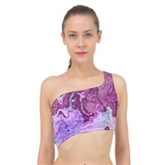 Abstract Texture Background Spliced Up Bikini Top 