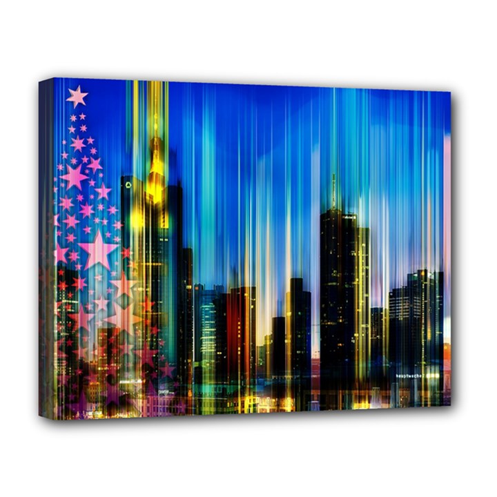 Skyline Frankfurt Christmas Star Canvas 14  x 11  (Stretched)