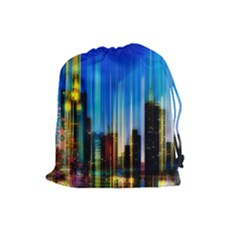 Skyline Frankfurt Christmas Star Drawstring Pouch (large) by Wegoenart