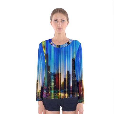 Skyline Frankfurt Christmas Star Women s Long Sleeve Tee by Wegoenart