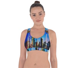 Skyline Frankfurt Christmas Star Cross String Back Sports Bra by Wegoenart