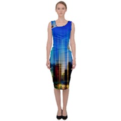 Skyline Frankfurt Christmas Star Sleeveless Pencil Dress