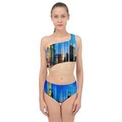 Skyline Frankfurt Christmas Star Spliced Up Two Piece Swimsuit by Wegoenart