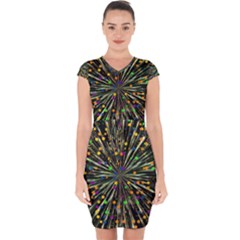 Explosion Abstract Pattern Capsleeve Drawstring Dress  by Wegoenart