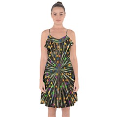 Explosion Abstract Pattern Ruffle Detail Chiffon Dress by Wegoenart