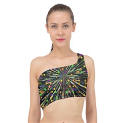 Explosion Abstract Pattern Spliced Up Bikini Top 