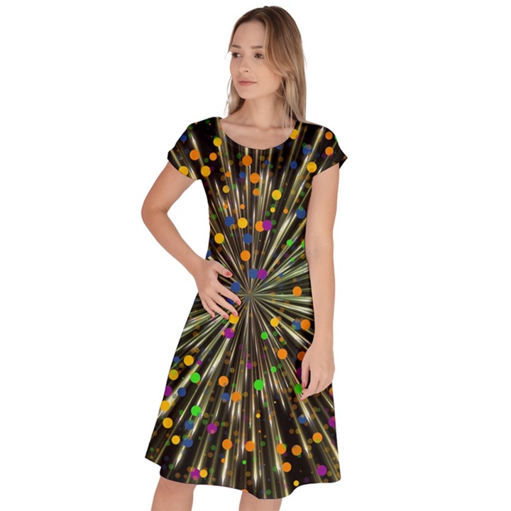 Explosion Abstract Pattern Classic Short Sleeve Dress