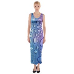 Drop Of Water Rainbow Wet Liquid Fitted Maxi Dress by Wegoenart