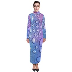 Drop Of Water Rainbow Wet Liquid Turtleneck Maxi Dress by Wegoenart