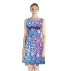 Drop Of Water Rainbow Wet Liquid Sleeveless Waist Tie Chiffon Dress