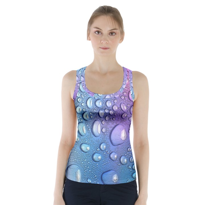 Drop Of Water Rainbow Wet Liquid Racer Back Sports Top