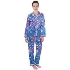 Drop Of Water Rainbow Wet Liquid Satin Long Sleeve Pyjamas Set by Wegoenart