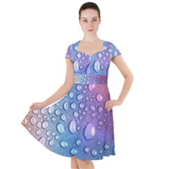 Drop Of Water Rainbow Wet Liquid Cap Sleeve Midi Dress by Wegoenart