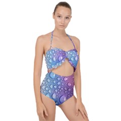 Drop Of Water Rainbow Wet Liquid Scallop Top Cut Out Swimsuit by Wegoenart