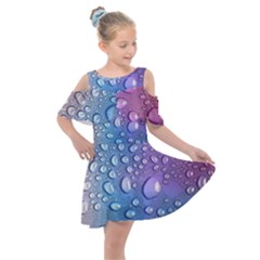 Drop Of Water Rainbow Wet Liquid Kids  Shoulder Cutout Chiffon Dress by Wegoenart