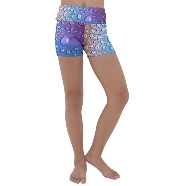 Drop Of Water Rainbow Wet Liquid Kids  Lightweight Velour Yoga Shorts