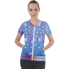 Drop Of Water Rainbow Wet Liquid Short Sleeve Zip Up Jacket by Wegoenart