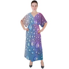 Drop Of Water Rainbow Wet Liquid V-neck Boho Style Maxi Dress