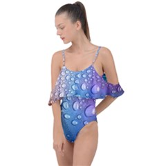 Drop Of Water Rainbow Wet Liquid Drape Piece Swimsuit