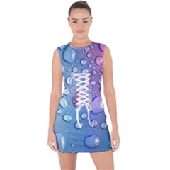 Drop Of Water Rainbow Wet Liquid Lace Up Front Bodycon Dress