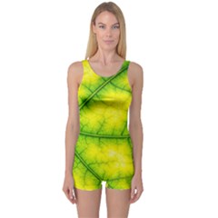 Photosynthesis Leaf Green Structure One Piece Boyleg Swimsuit by Wegoenart