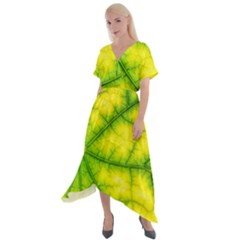 Photosynthesis Leaf Green Structure Cross Front Sharkbite Hem Maxi Dress