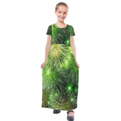 Fireworks Rocket New Year S Day Kids  Short Sleeve Maxi Dress