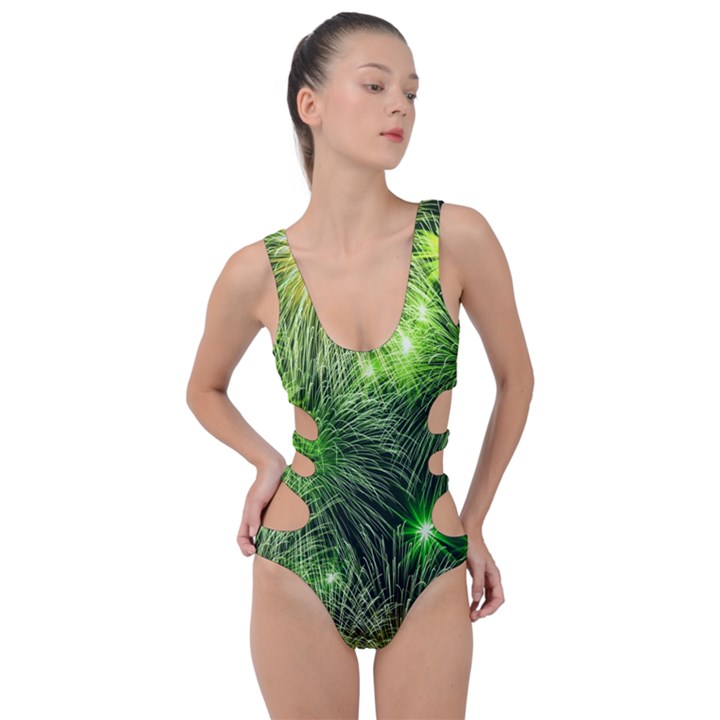 Fireworks Rocket New Year S Day Side Cut Out Swimsuit