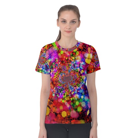 Bokeh Color Light Points Pattern Women s Cotton Tee by Wegoenart