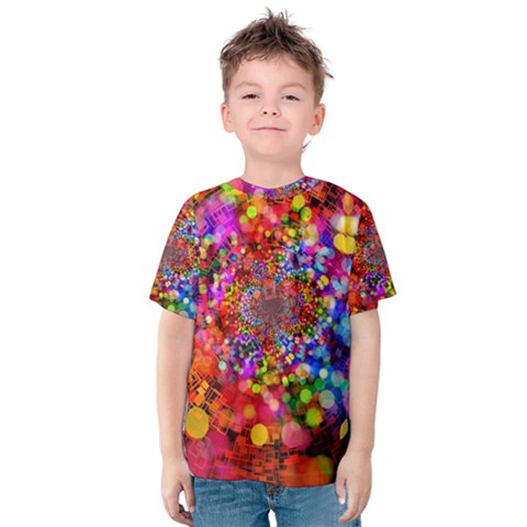 Bokeh Color Light Points Pattern Kids  Cotton Tee by Wegoenart