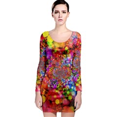 Bokeh Color Light Points Pattern Long Sleeve Bodycon Dress by Wegoenart